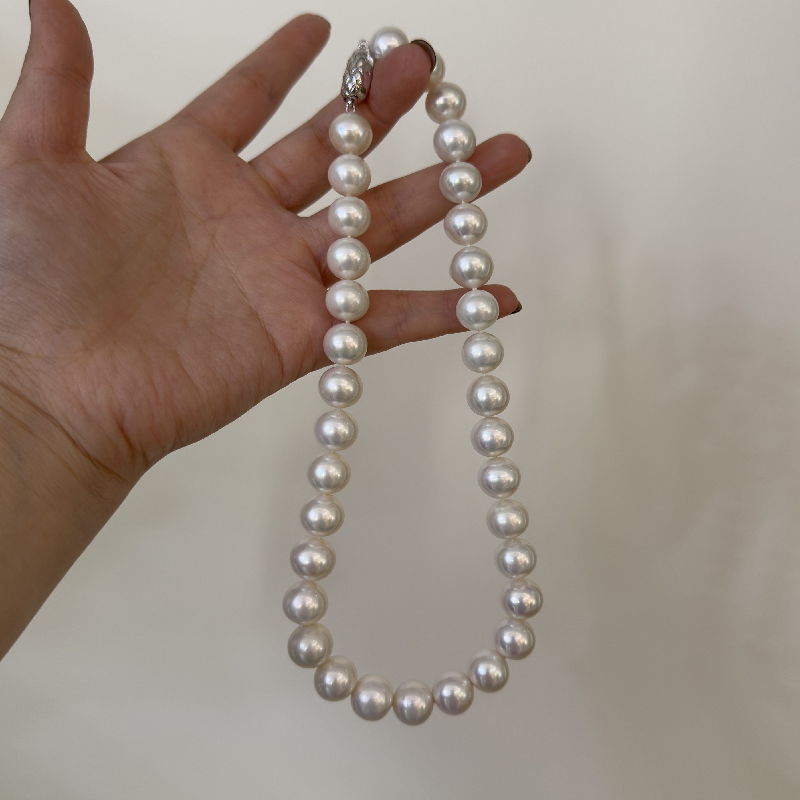 甄奢12-13mm极光赛澳白珍珠项链