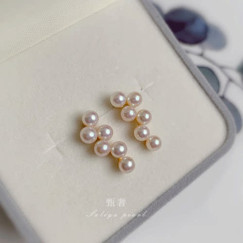 《葡萄》M家同款精工纯银极光淡水AK珍珠耳钉精致通勤耳饰女新款