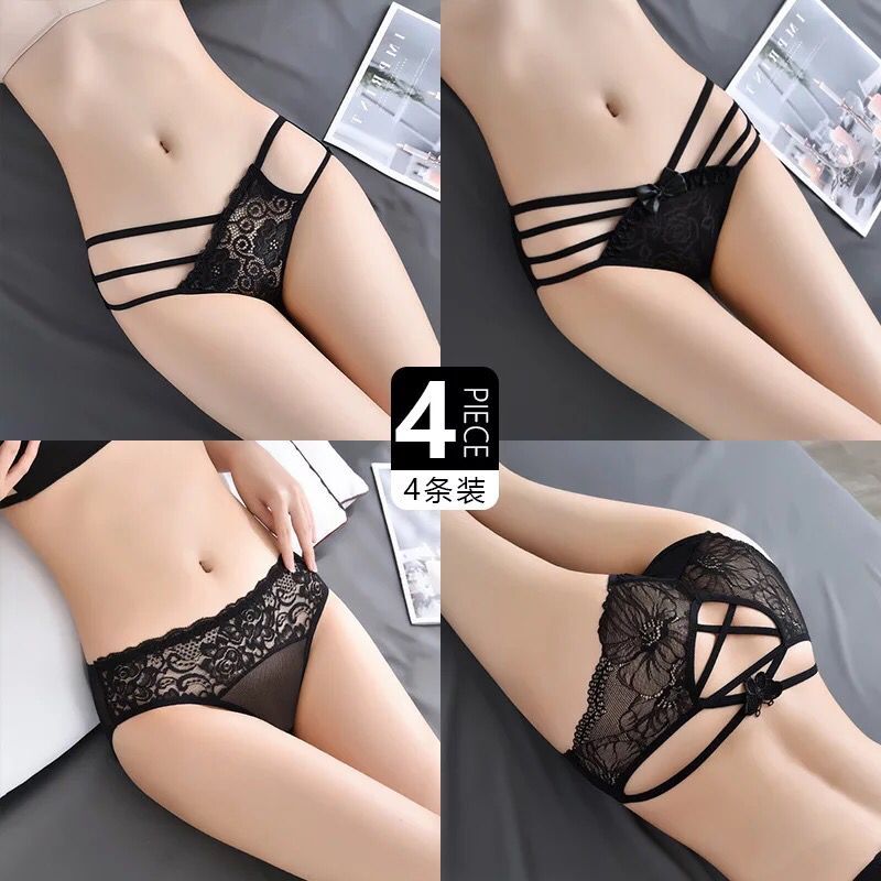 韩版网纱黑色透明镂空三角裤头