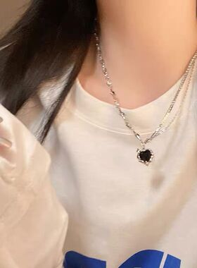 甜酷辣妹爱心芒星项链女轻奢小众毛衣项链时尚百搭卫衣链配饰