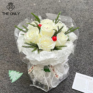 薇艺 纸手工diy材料包花纸花艺资材 雪花玻璃纸生日送花束鲜花包装