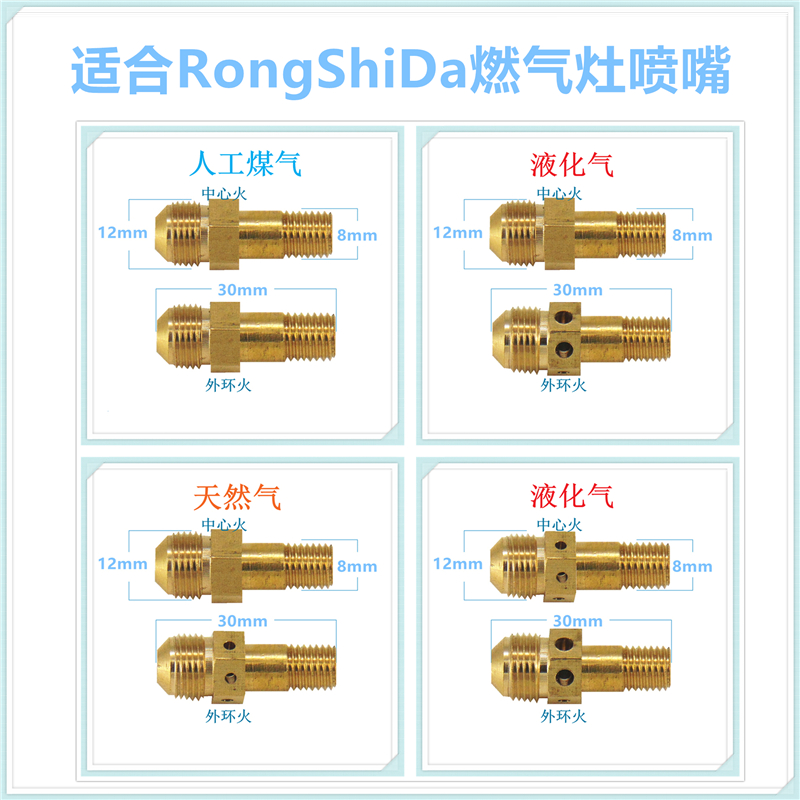 适合荣事达燃气灶JZT-902M喷嘴气嘴改气液化气天然气人工煤气沼气