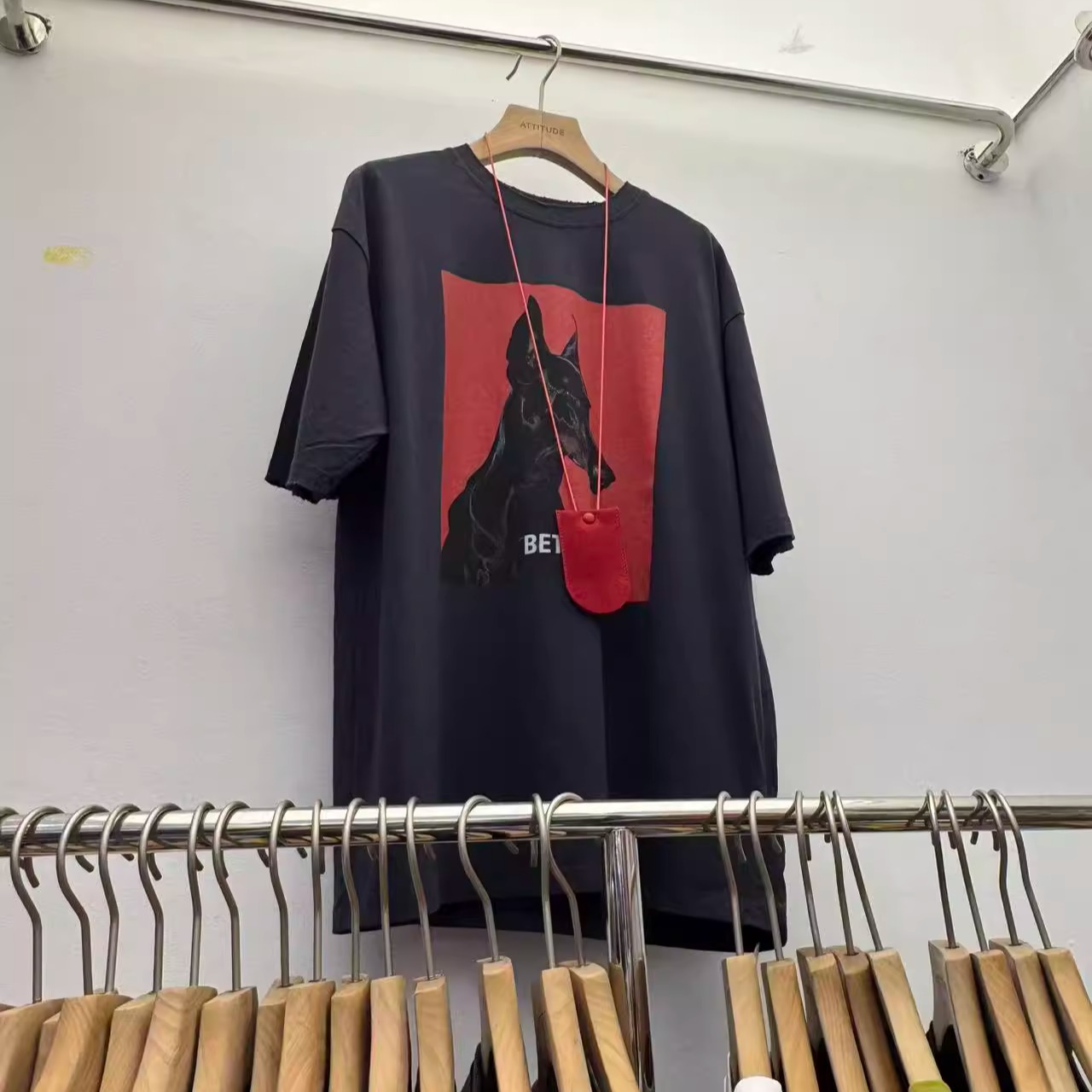 2025冬季新款ATTITUDE休闲百搭卡通狗狗短袖美式宽松T恤打底上衣