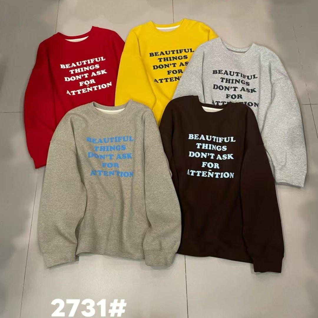 2025冬季新款KEYBOARD休闲百搭印花字母圆领卫衣烯暖绒宽松上衣女