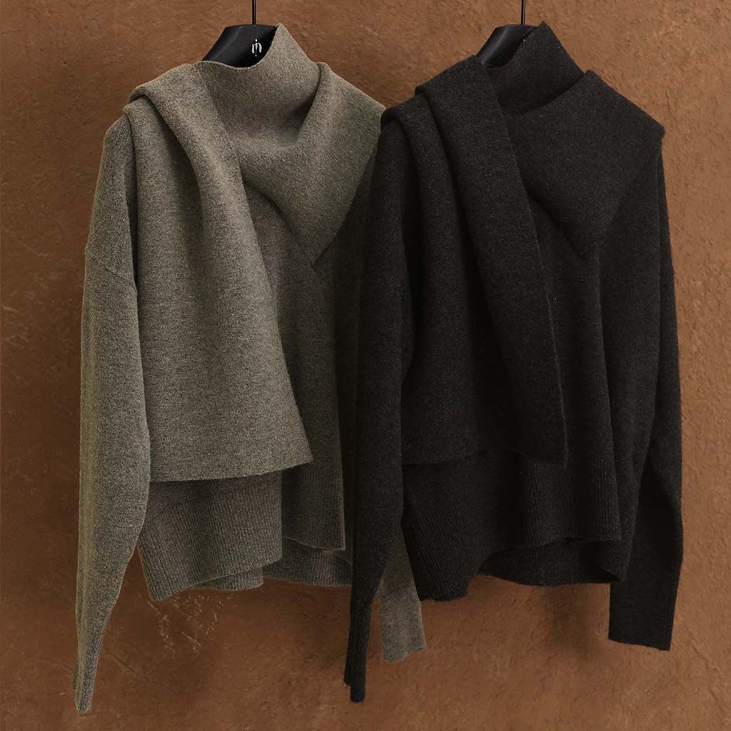 IMMUNO壹糯 时髦精松弛感一体围巾领耗牛毛保暖羊毛针织宽松毛衣,女装/女士精品,毛针织衫,淘宝优惠券,粉丝福利购,淘宝优惠卷
