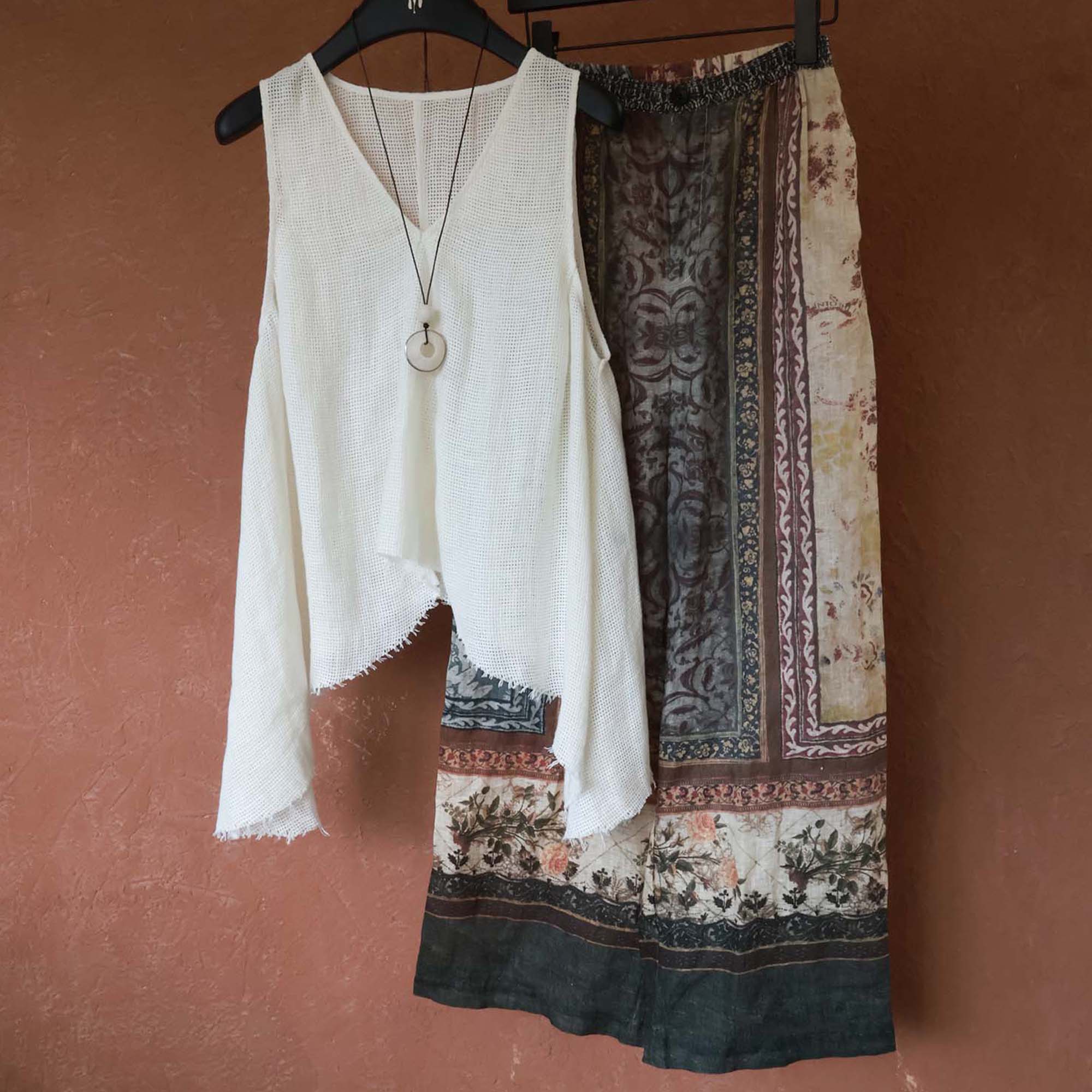 亚麻网纱衫宽松显瘦百搭