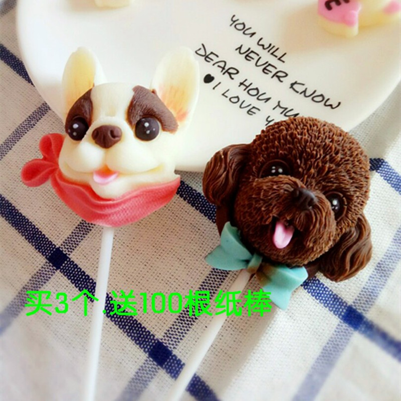 小狗泰迪牛犬柯基棒棒糖硅胶