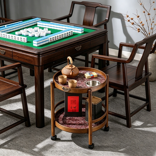 麻将桌茶水架角几掼蛋茶桌边柜置物架棋牌室打牌边几麻将机小茶几