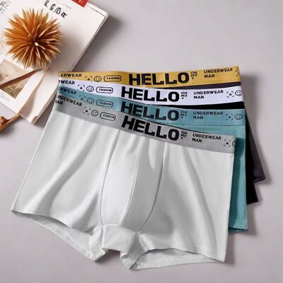 中腰大码透气纯色青少年平角裤