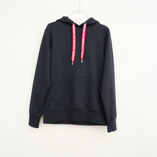 拉夏PT大牌撤柜正品 秋冬加厚纯棉刺绣连帽卫衣2A2689黑色 男装