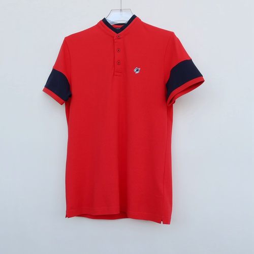 拉PT系列专柜男装 夏高级纯棉珠地丝光亨利领短袖T恤2A2171大红