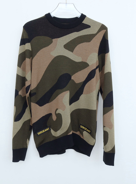 拉夏PT系专柜撤柜男装冬高档色织提花舒柔圆领针织毛衣2A2711绿色