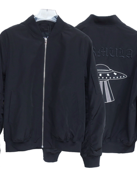 拉PT系列撤柜SM男春秋棒球领宽松休闲超短款夹克外套2A2510黑色