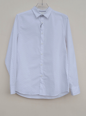 拉PT系列/L专柜男装 春秋锦棉亲肤舒爽印花长袖衬衫8B1755白色