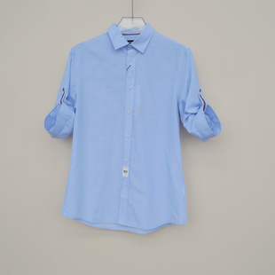 衬衫 夏薄柔棉麻舒适七分袖 4A4182浅蓝 男装 拉JW系列M170撤柜正品