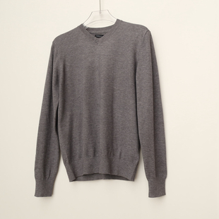 春秋亲肤舒适冰丝毛线针织衫 2A2733灰色V领 男装 拉PT系列专柜正品