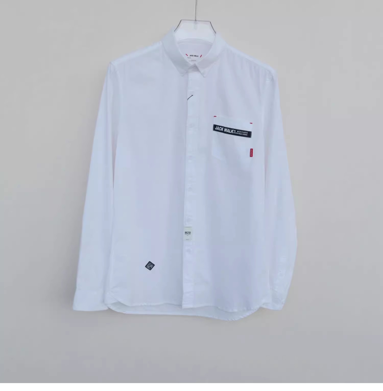 拉JW系列M/L专柜断码男装春秋纯棉舒柔修身长袖衬衫2A3417白色