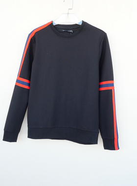 拉ME系列S撤柜正品男春秋装厚糯弹力修身圆领套头卫衣5A1580黑色