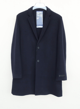 拉夏PT系列商场撤柜男装商务休闲高级羊毛双面呢短大衣2A2803蓝色