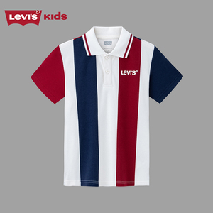 Levi's李维斯儿童装短袖Polo衫2024夏季新款洋气翻领条纹休闲上衣