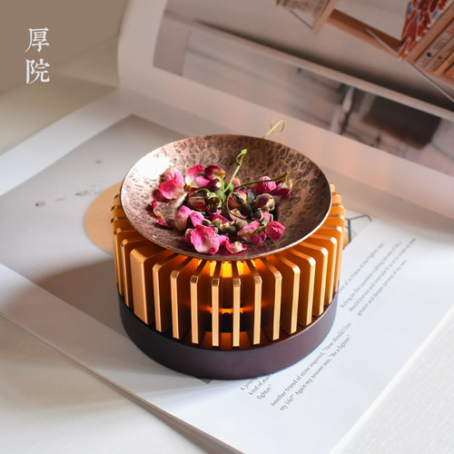厚院【官雍】紫铜烤茶盘蜡烛加热温茶器围炉煮茶家用可干烧熏香炉