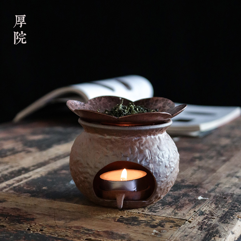 粗陶蜡烛温紫铜沉香薰炉厚院