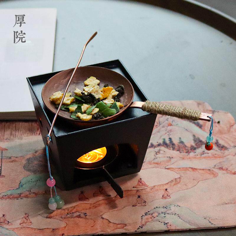 厚院【官箬】紫铜烤茶盘干烧提香器蜡烛加热温茶炉熏烤陈皮焙茶器