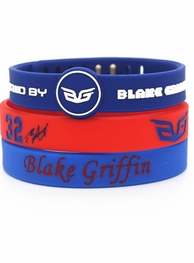快船队32号格里芬签名红手环3条装蓝色可调节硅胶腕带三件套饰品