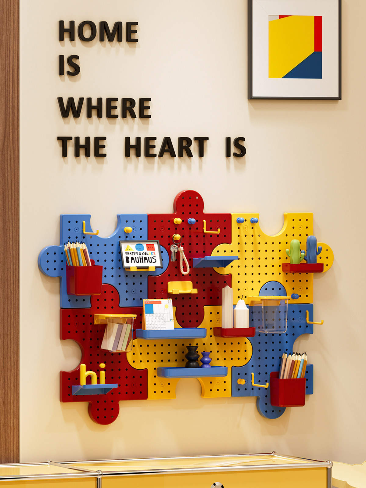 Настенная перфорированная панель-органайзер без сверления для студенческого общежития, спальни, подставка для ручек, декоративные крючки