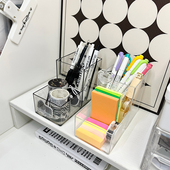 笔筒收纳盒透明办公桌面工位整理盒创意多功能学生宿舍文具分类盒