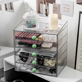 高级感化妆品收纳盒桌面透明亚克力抽屉式 整理盒宿舍大容量储物盒