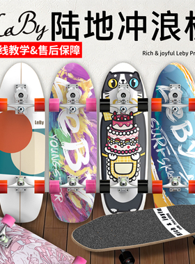 LEBY专业陆地冲浪板儿童成人初学者滑板弹簧桥免蹬地专业陆冲滑板