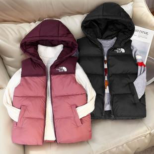 新款儿童羽绒棉马甲连帽男童女童装秋冬款背心宝宝外穿坎肩加厚潮