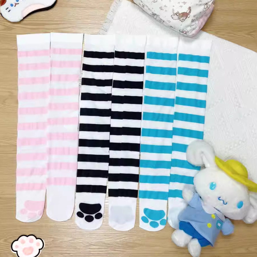 小亚哥 条纹过膝长筒袜 可爱猫爪 天鹅绒高弹 亚文化 日系 9309,女士内衣/男士内衣/家居服,长筒袜,淘宝优惠券,粉丝福利购,淘宝优惠卷