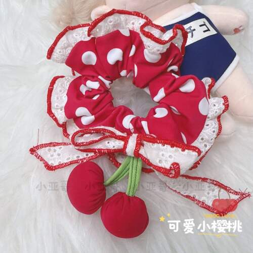 小亚哥小樱桃波点发绳红色