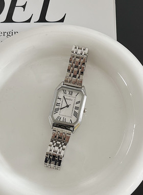 罗马刻度钢带手表女款学生复古时尚高级感简约气质方形小众石英表