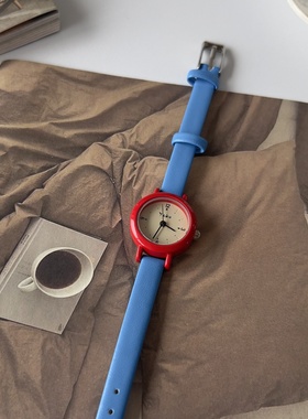 多巴胺小众时尚手表女简约气质学生女士小巧精致高级感蓝色石英表