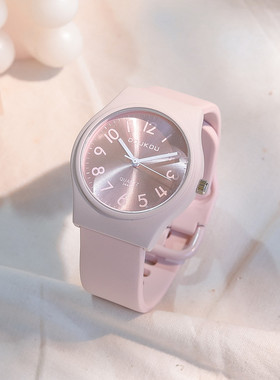 豆蔻手表女生小学生初中生硅胶果冻糖果色小清新可爱少女防水潮流