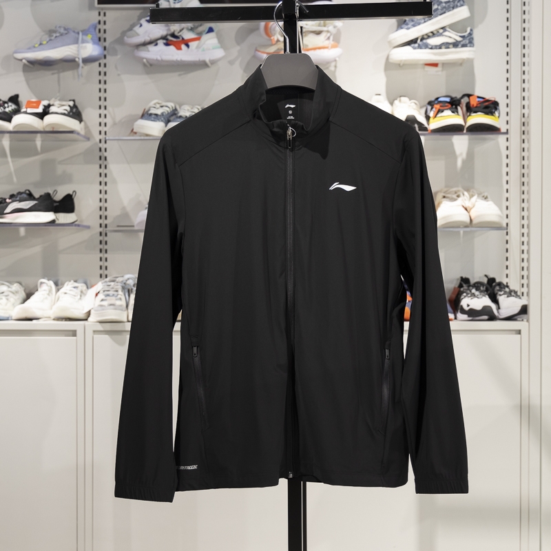 李宁男子立领轻薄透气针织外套