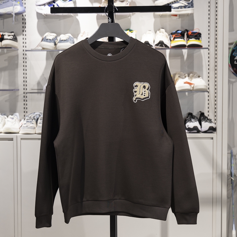 李宁男子圆领宽松套头无帽卫衣