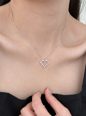 爱心锆石S925纯银项链女生吊坠2025新款爆款高级感锁骨链颈链银饰