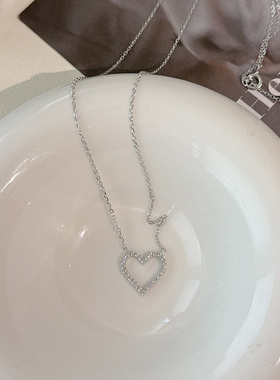 时尚轻奢锆石爱心S925纯银项链