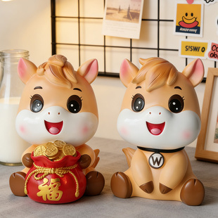 存钱罐2026新款只进不出马年男孩女孩儿童可进可出储蓄罐礼物摆件