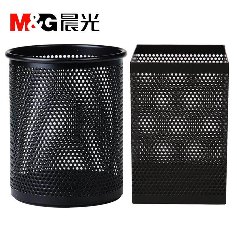 晨光文具铁丝网圆形方形黑色简单金属结实耐用网状笔筒ABT9840