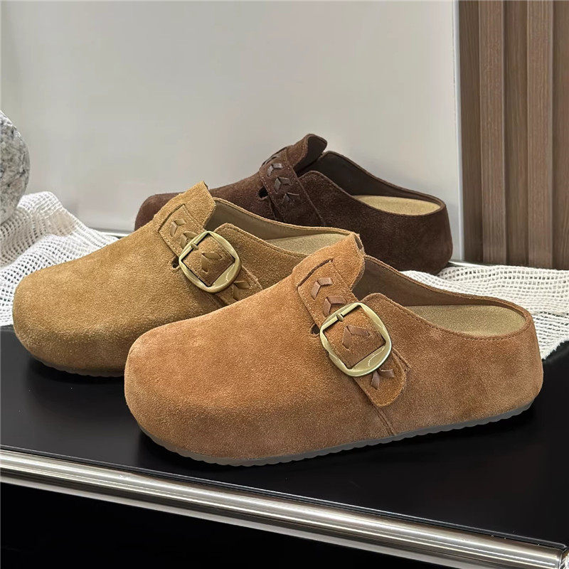 厚底牛皮包头半拖勃肯鞋女2026新款百搭增高休闲一脚蹬懒人鞋女鞋,女鞋,勃肯鞋/软木鞋,淘宝优惠券,粉丝福利购,淘宝优惠卷