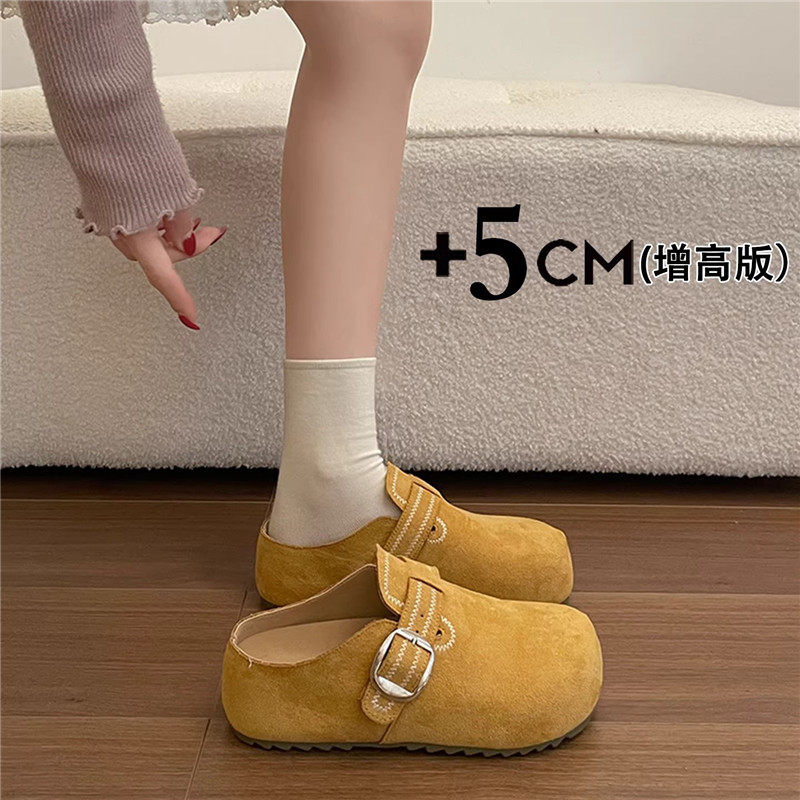 真皮厚底内增高勃肯鞋包头半拖鞋女2026春季新款懒人一脚蹬单鞋子,女鞋,勃肯鞋/软木鞋,淘宝优惠券,粉丝福利购,淘宝优惠卷