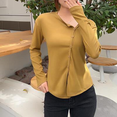 薄款开衫女夏纯棉修身空调衫长袖纽扣针织外套v领内搭打底衫上衣