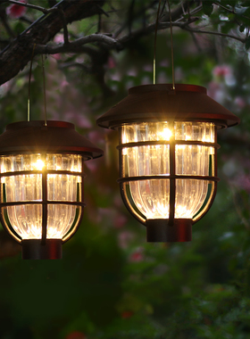 2025新款太阳能小夜灯庭院花园阳台气氛灯笼覆古挂树吊灯露台装饰
