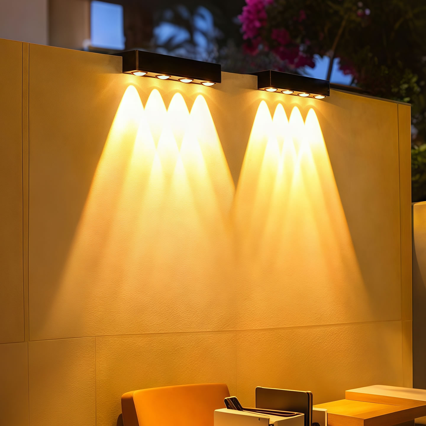 新款太阳能围墙灯户外庭院洗墙射灯院子花园阳台氛围壁灯免打孔