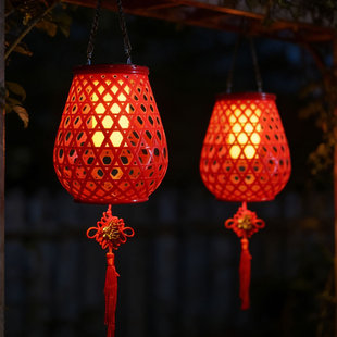 新年太阳能红灯笼小挂灯庭院阳台花园氛围装饰葡萄架春节过节吊灯